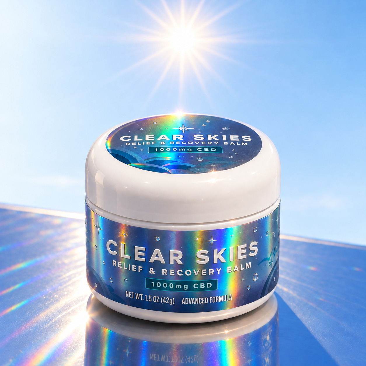Clear Skies Peppermint CBD Balm jar